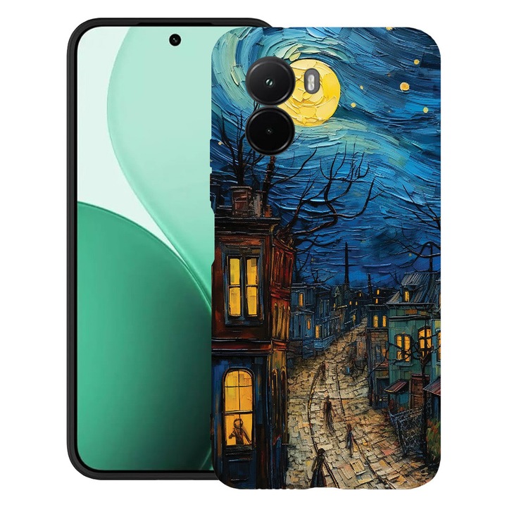 BestCase® Husa TPU Ultra Slim Compatibil cu Poco M7, cu Design Van Gogh City Life, 3119618 B 1282