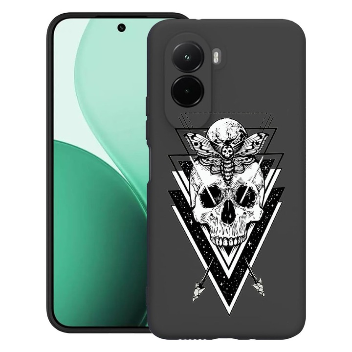 BestCase® Husa TPU Ultra Slim Compatibil cu Poco M7, cu Design Skull, 3119618 B 191