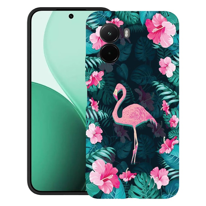 BestCase® Husa TPU Ultra Slim Compatibil cu Poco M7, cu Design Flamingo, 3119618 B 247