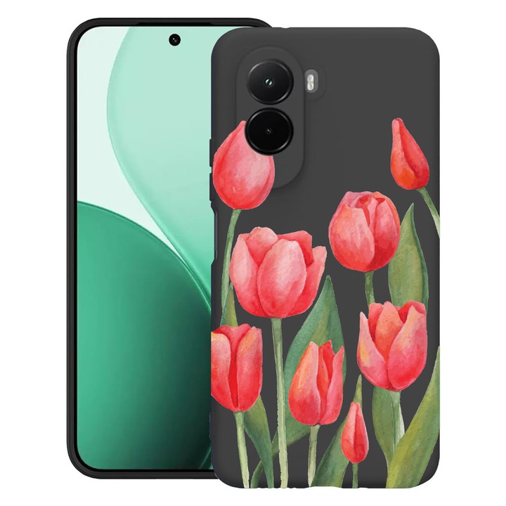 BestCase® Husa TPU Ultra Slim Compatibil cu Poco M7, cu Design Red Tulips, 3119618 B 633