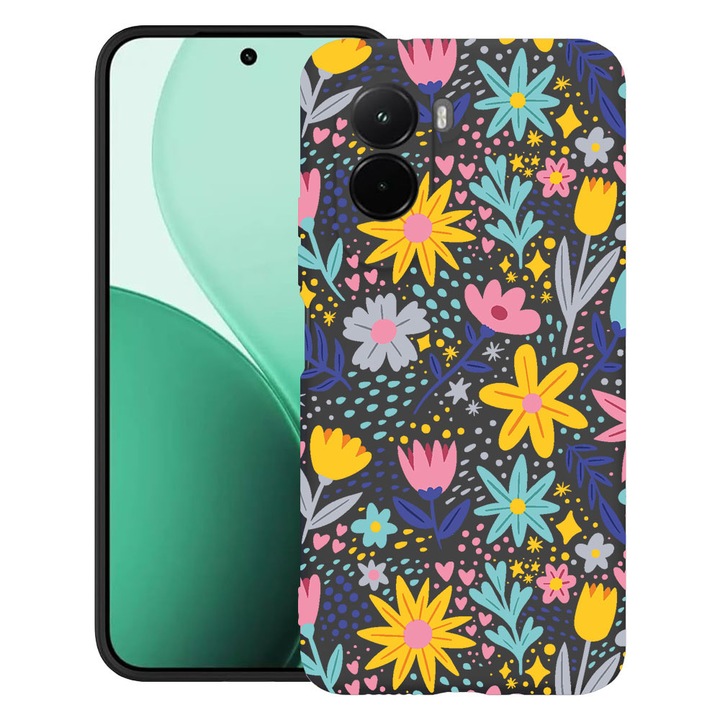 BestCase® Husa TPU Ultra Slim Compatibil cu Poco M7, cu Design Little Flowers, 3119618 B 758