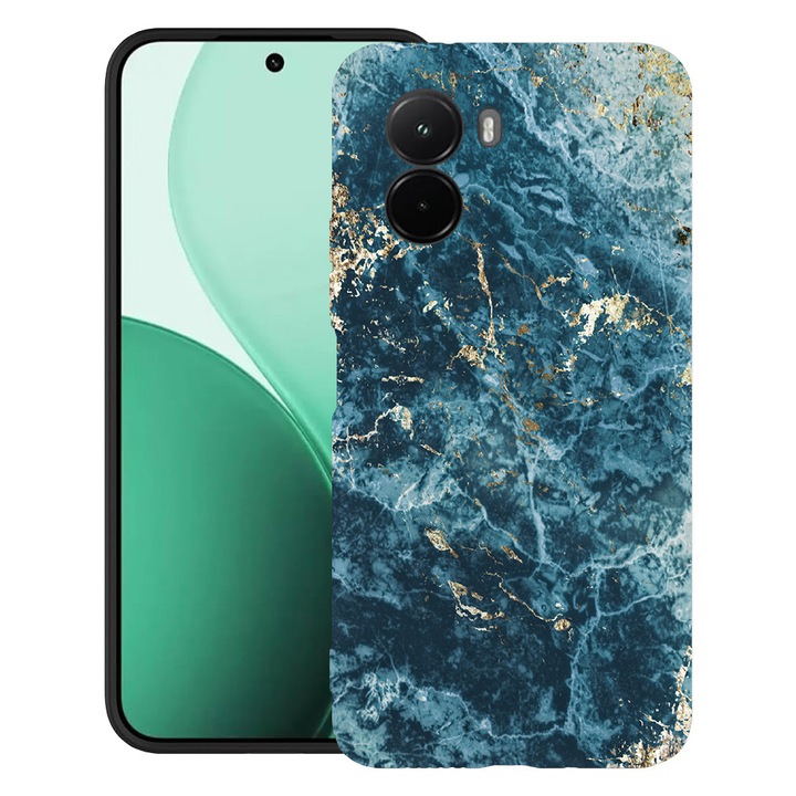 BestCase® Husa TPU Ultra Slim Compatibil cu Poco M7, cu Design Marble - Green And Gold, 3119618 B 885
