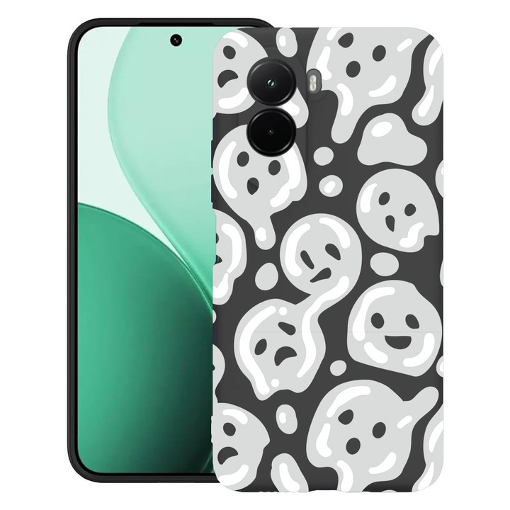BestCase® Husa TPU Ultra Slim Compatibil cu Poco M7, cu Design Gray Acid Smiley, 3119618 B 1000