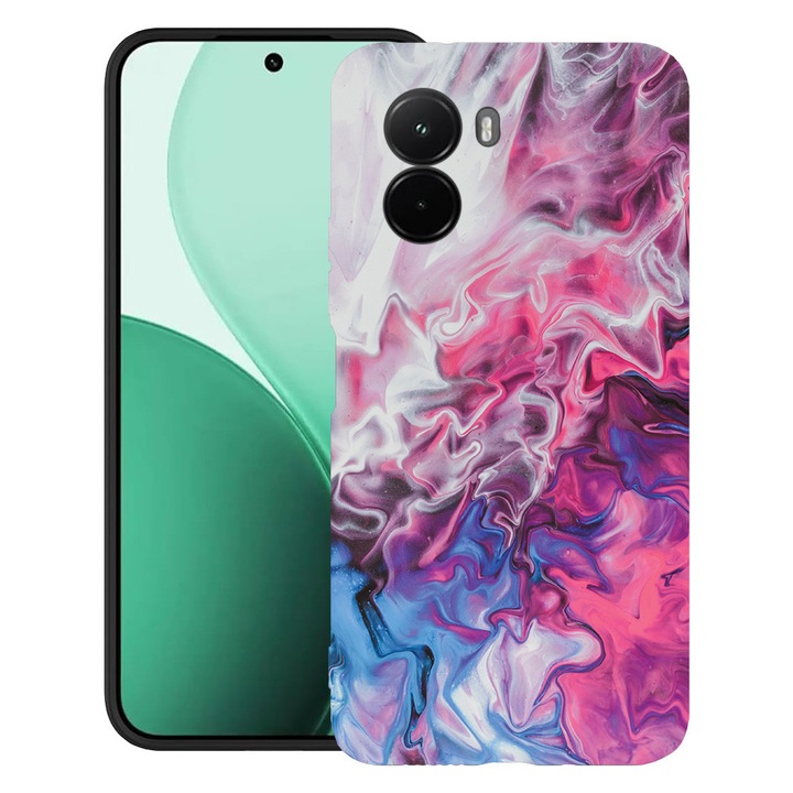 BestCase® Husa TPU Ultra Slim Compatibil cu Poco M7, cu Design Marble Pink and Blue, 3119618 B 891