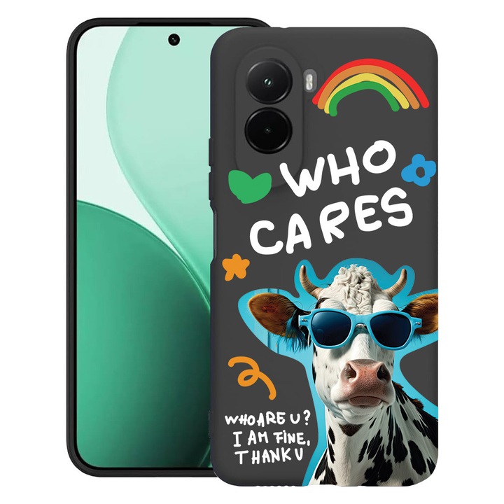 BestCase® Husa TPU Ultra Slim Compatibil cu Poco M7, cu Design Cool Cow - Who Cares?, 3119618 B 975