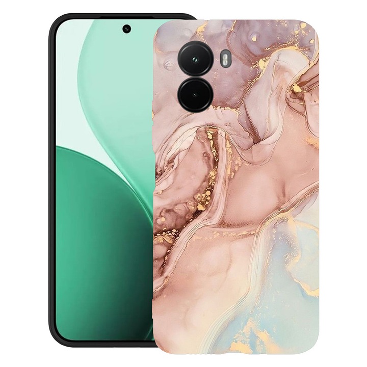 BestCase® Husa TPU Ultra Slim Compatibil cu Poco M7, cu Design Rose Marble, 3119618 B 1253