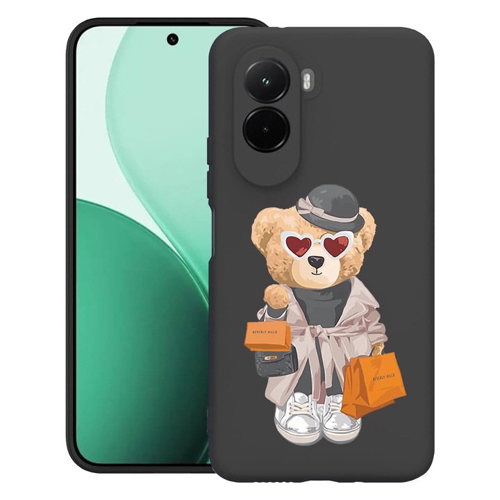 BestCase® Husa TPU Ultra Slim Compatibil cu Poco M7, cu Design Teddy Bear Shopping, 3119618 B 1458
