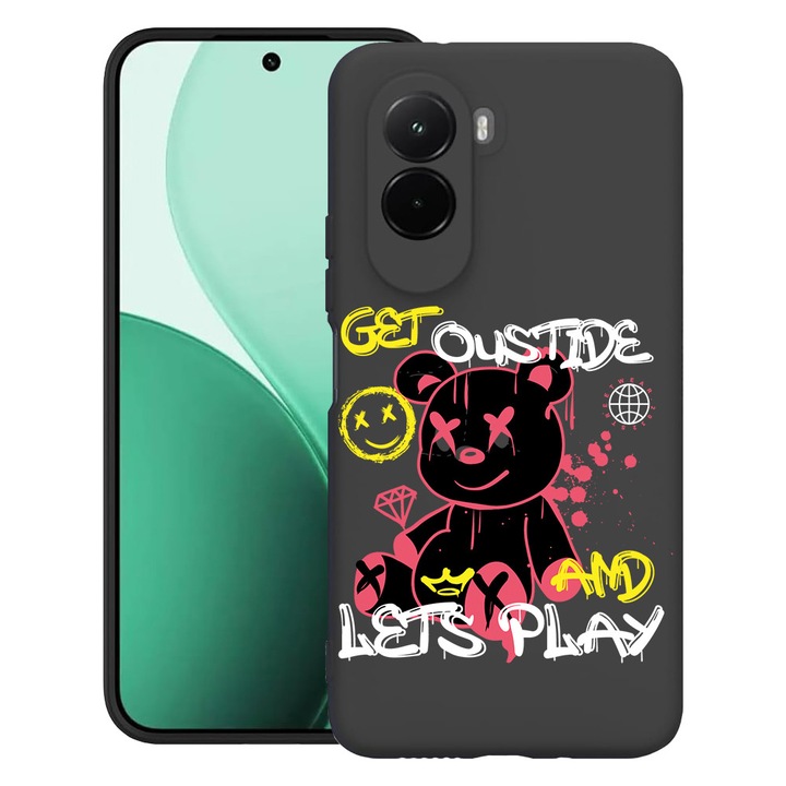 BestCase® Husa TPU Ultra Slim Compatibil cu Poco M7, cu Design Teddy Bear Lets Play, 3119618 B 1554