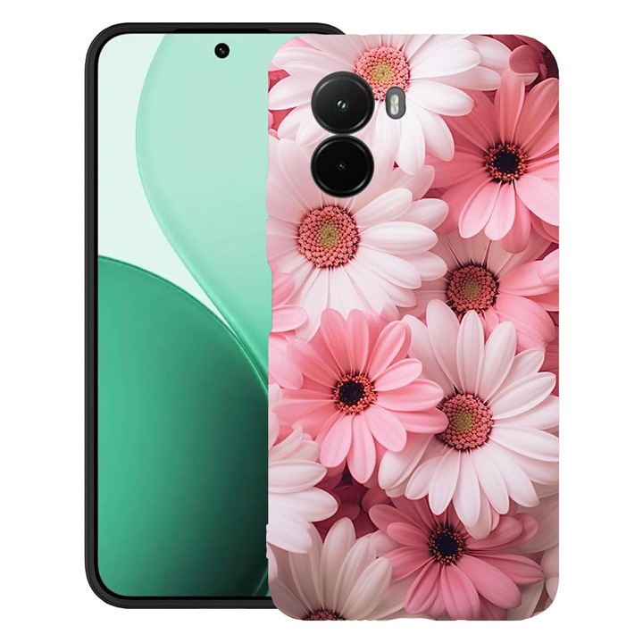 BestCase® Husa TPU Ultra Slim Compatibil cu Poco M7, cu Design Pink Daisy, 3119618 B 1144