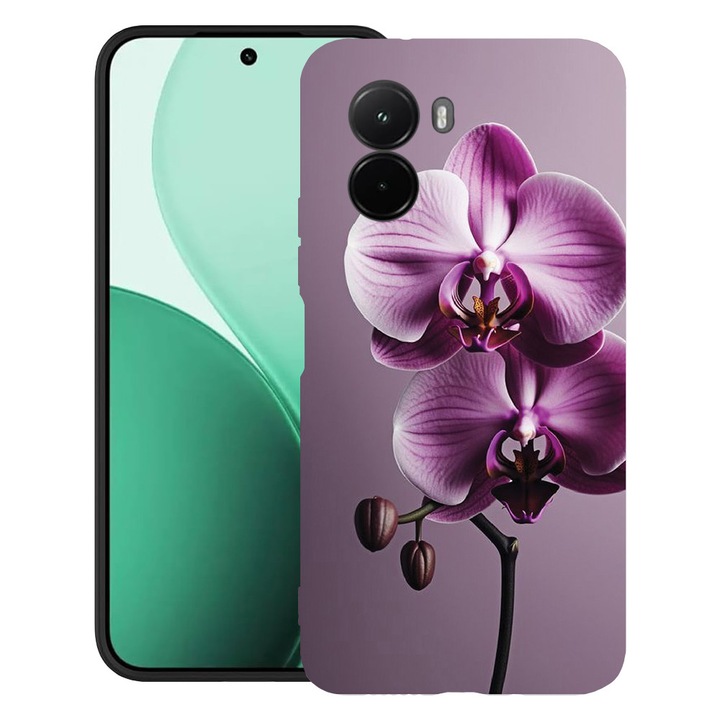 BestCase® Husa TPU Ultra Slim Compatibil cu Poco M7, cu Design Pink Orchid, 3119618 B 1405