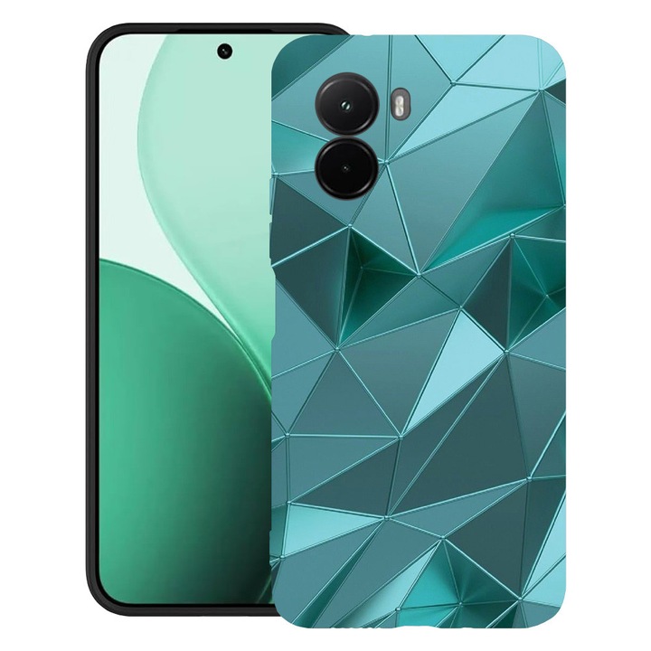 BestCase® Husa TPU Ultra Slim Compatibil cu Poco M7, cu Design Green Mosaic, 3119618 B 1251
