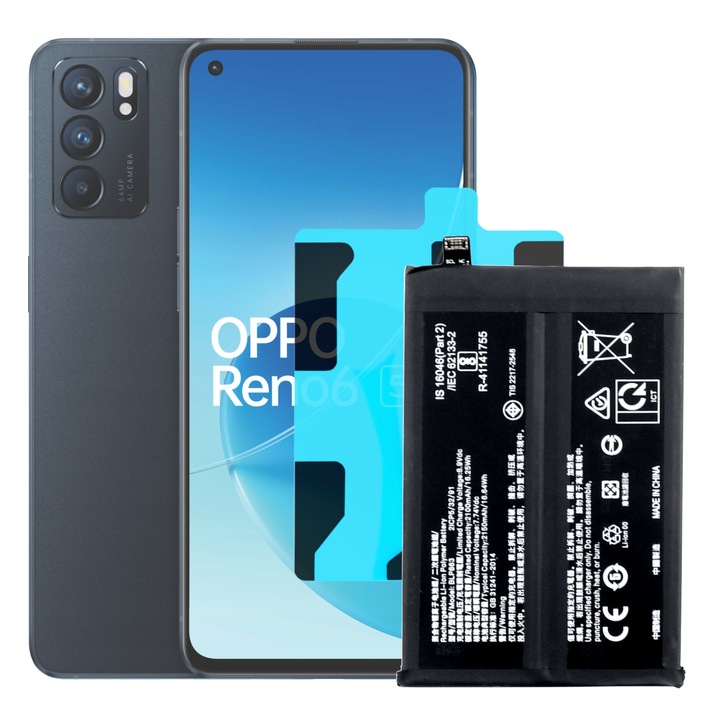 Baterie telefon, pentru Oppo Reno 6 5G, 4200mAh, set cu banda montaj