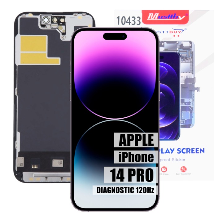 Ecran Soft OLED 120Hz за iPhone 14 Pro, пълен с дигитайзер, комплект