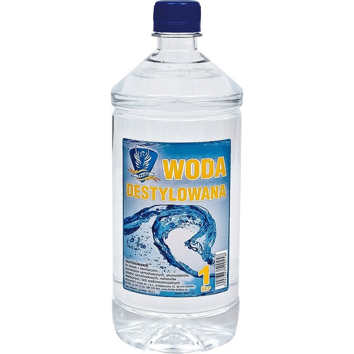 Apa distilata 1L, utilizare pentru fiare de calcat, vopsele, acvarii