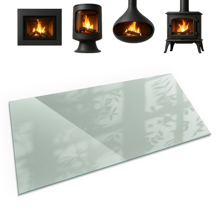 Placa de sticla pentru semineu, Coloray, Culoare Verde Deschis, 120x60 cm, Termorezistenta, Sticla securizata (Grosime 4mm), Protectie impotriva scanteilor, 0100107801800ccc1d1c7