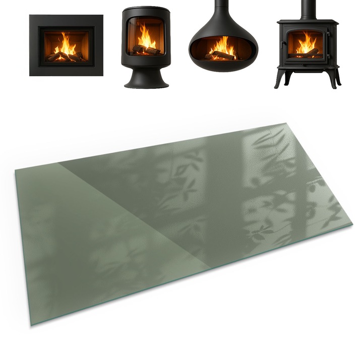 Panou de protectie din sticla, Coloray, Culoare Maslinie, 120x60 cm, Protectie parchet si gresie, Termorezistenta, pentru Living, 0100107801800cc737f6b