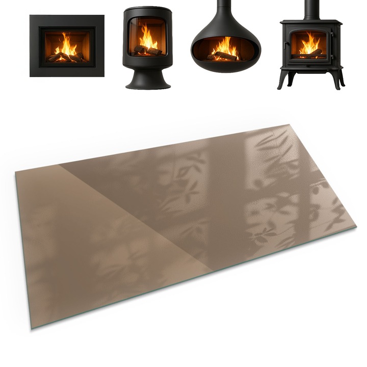 Placa din sticla securizata, Coloray, Culoare Maro, 100x50 cm, Protectie podea semineu, Accesoriu modern, Usor de curatat, 0100107801700ccceb191