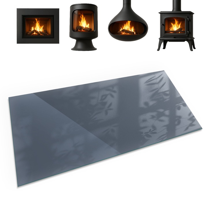 Placa de sticla pentru semineu, Coloray, Culoare: Albastru Inchis, 120x60 cm, Termorezistenta, Sticla securizata (Grosime 4mm), Protectie impotriva scanteilor, 0100107801800cc556171