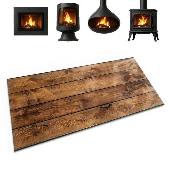 Placa de sticla pentru semineu, Coloray, Fibre Naturale Ale Lemnului, 100x50 cm, Maro, Termorezistenta, Sticla securizata (Grosime 4mm), 010010780170000020409