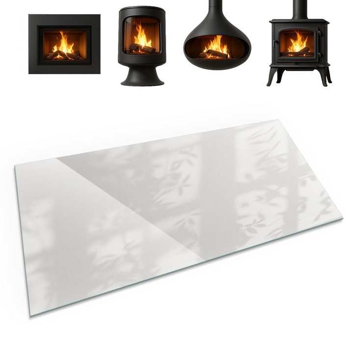 Suport de sticla sub semineu, Coloray, Culoare Gri, 100x50 cm, Decorativ, Modern, pentru Living, 0100107801700cceeede9