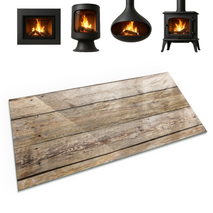 Placa din sticla securizata, Coloray, Fibre De Lemn Intr-Un Stil Natural, 120x60 cm, Bej, Protectie podea semineu, Accesoriu modern, 010010780180000073008