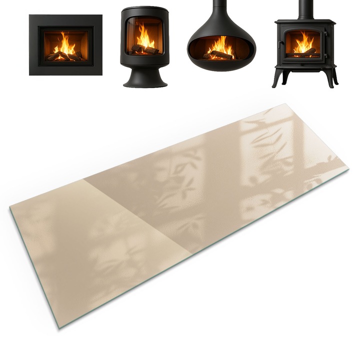 Suport de sticla sub semineu, Coloray, Culoare Bej, 125x50 cm, Decorativ, Modern, pentru Living, 0100107801900ccdec6aa