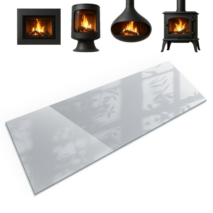 Panou de protectie din sticla, Coloray, Culoare Gri, 125x50 cm, Protectie parchet si gresie, Termorezistenta, pentru Living, 0100107801900cccbd0d4