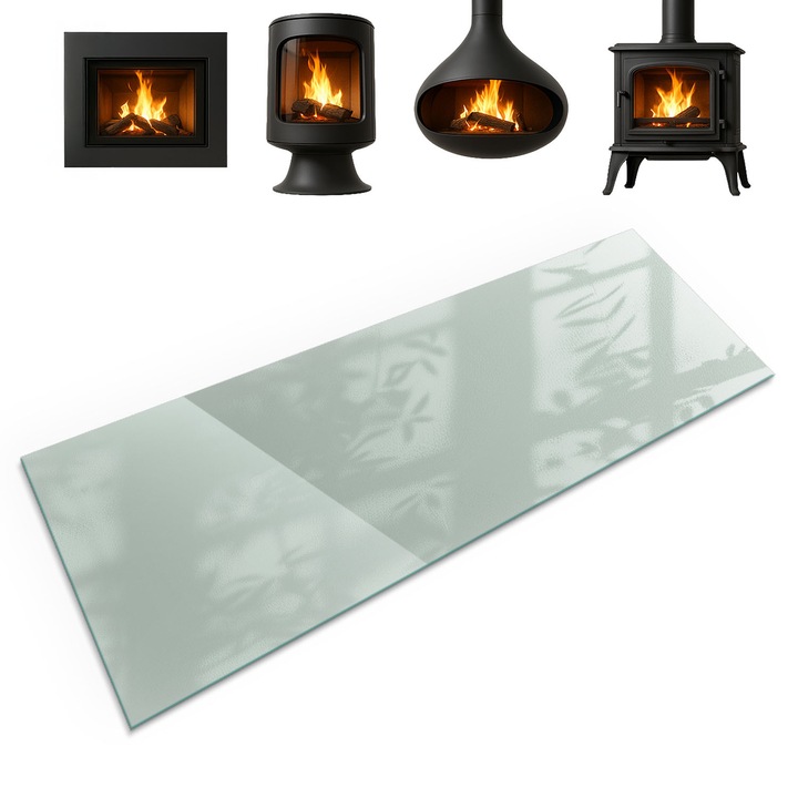 Placa de sticla pentru semineu, Coloray, Culoare Verde Deschis, 125x50 cm, Termorezistenta, Sticla securizata (Grosime 4mm), Protectie impotriva scanteilor, 0100107801900ccc1d1c7