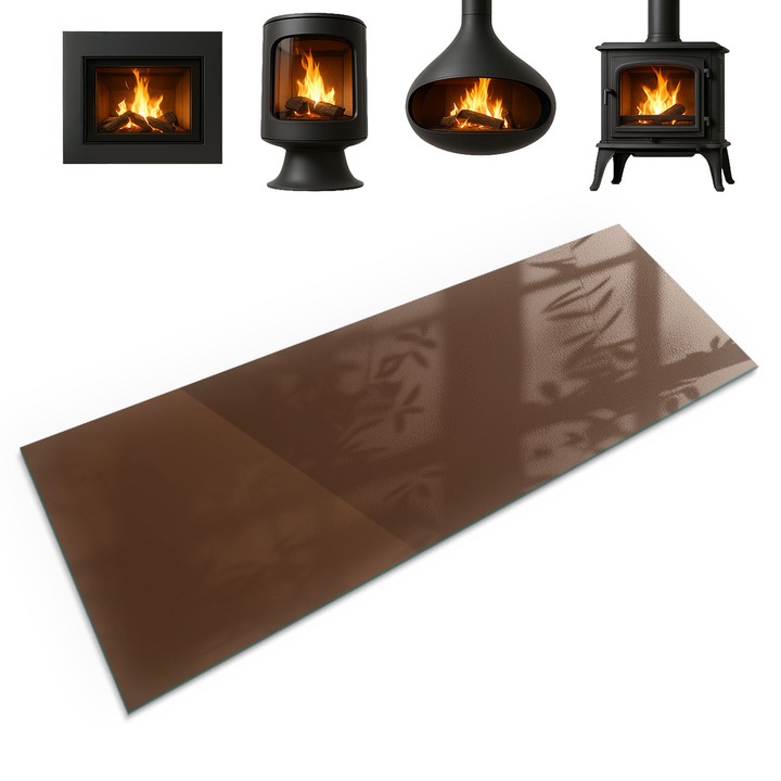 Protectie din sticla pentru semineu, Coloray, Culoare Maro, 125x50 cm, Rezistenta la temperaturi ridicate, Margini slefuite, cu Imprimeu, 0100107801900cc533f38