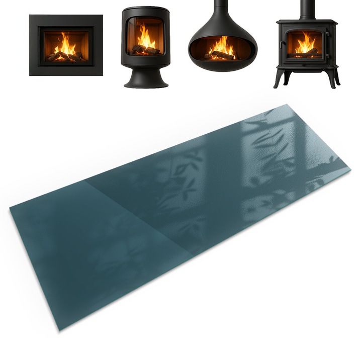 Placa din sticla securizata, Coloray, Culoarea Marii, 125x50 cm, Protectie podea semineu, Accesoriu modern, Usor de curatat, 0100107801900cc2c515a