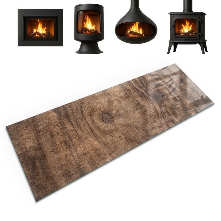 Suport de sticla sub semineu, Coloray, Model De Lemn De Pin, 125x50 cm, Maro, Decorativ, Modern, 010010780190000019102