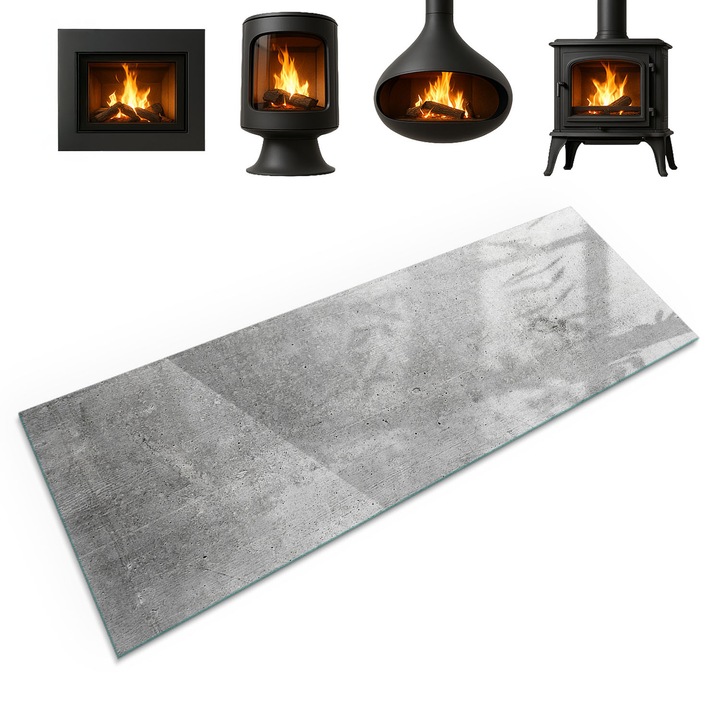 Suport de sticla sub semineu, Coloray, Beton Brut In Stil Minimalist, 125x50 cm, Gri, Decorativ, Modern, 010010780190000095984