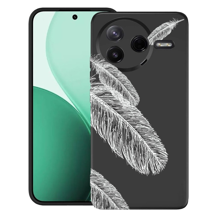 BestCase® Husa TPU Ultra Slim Compatibil cu Poco F7 Pro, cu Design Feathers Minimal, 3119612 B 18