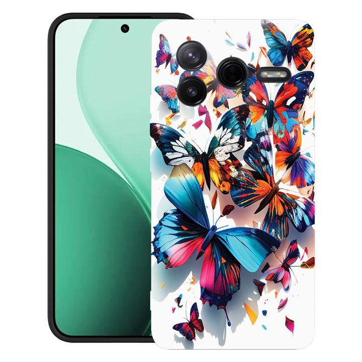 BestCase® Husa TPU Ultra Slim Compatibil cu Poco F7 Pro, cu Design Colorful Butterflies, 3119612 B 1226
