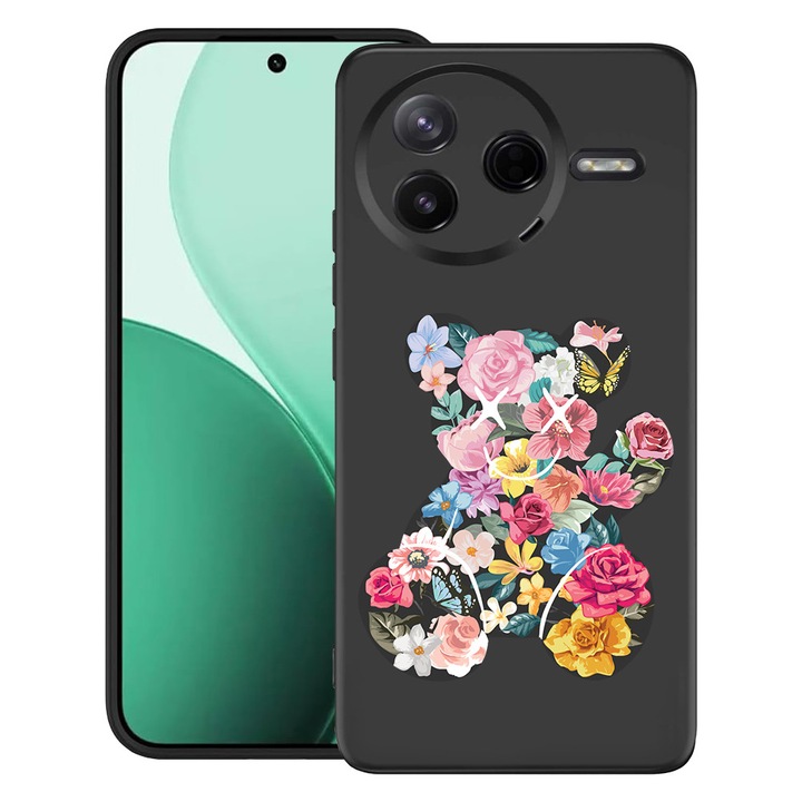 BestCase® Husa TPU Ultra Slim Compatibil cu Poco F7 Pro, cu Design Teddy Bear Color Flower, 3119612 B 1550