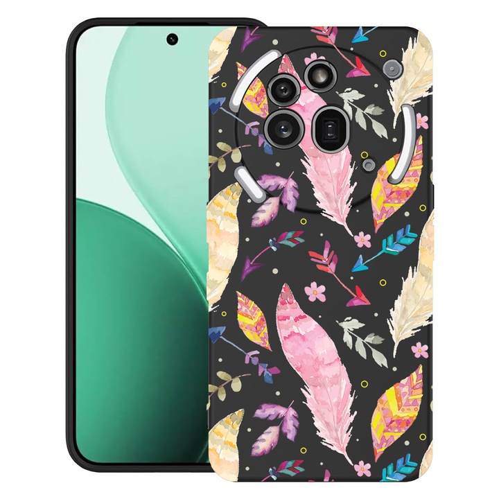 BestCase® TPU Ултра тънък калъф, съвместим с Nothing Phone (3a) Pro, с дизайн „Цветни пера“, 3119624 B 68