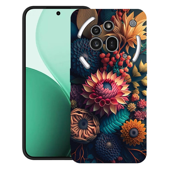 BestCase® Ултра тънък TPU калъф, съвместим с Nothing Phone (3a) Pro, с дизайн „Цветни цветя“, 3119624 B 1241