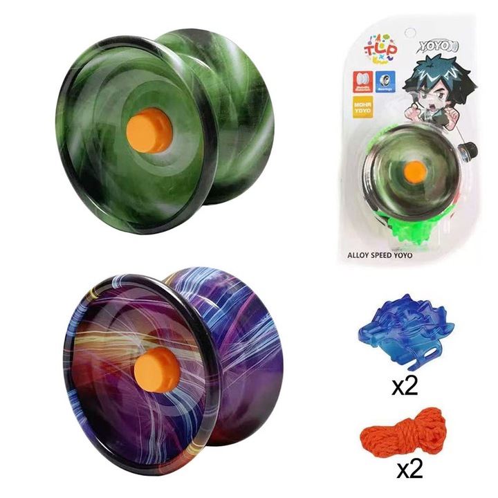 Set de 2 Yo-Yo metalice, multicolor, 3.5x5.5cm, 12 ani+