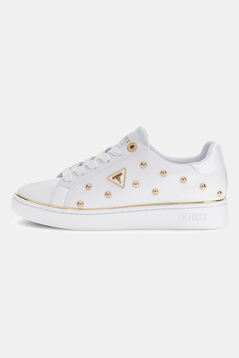 GUESS, Műbőr sneaker szegecsekkel és logórátétekkel, Fehér