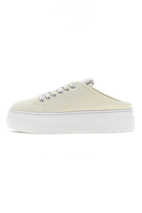 GUESS, Tenisi cu talpa flatform, Alb murdar
