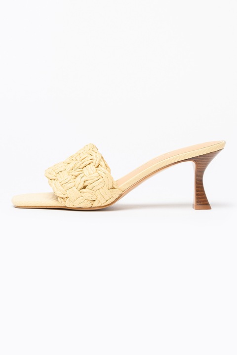 GUESS, Papuci din piele ecologica cu toc, Bej