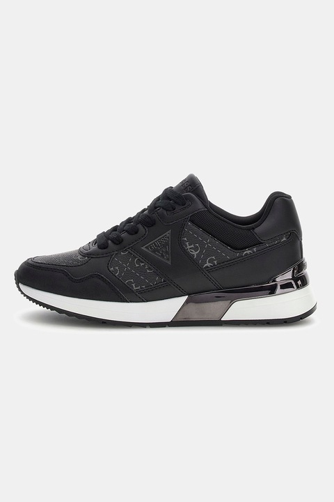 GUESS, Műbőr sneaker logós részletekkel, Fekete/Sötétszürke