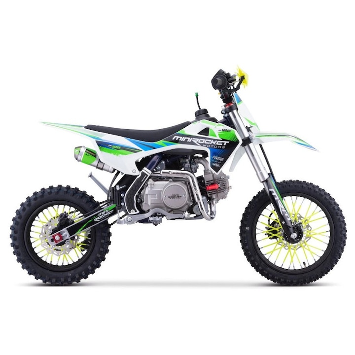 Motocicleta cross Minirocket DK125cm3 14"/12" Automat Verde Alb