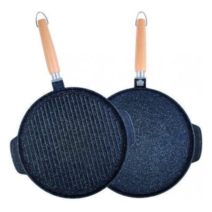 Двустранен гранитен грил тиган с незалепващо покритие 28x28 см