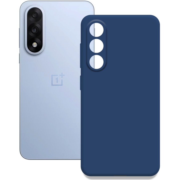 Husa pentru OnePlus Nord 5, Color Shield, Interior de catifea, Suprafata aderenta, Protectie antisoc, Margini ridicate, Regular Fit, Silicon, Albastru inchis