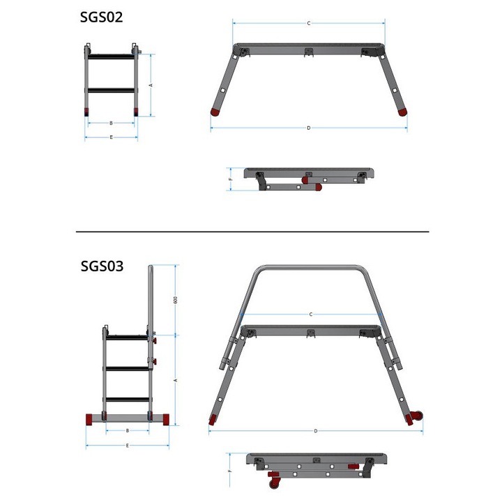 Scara de lucru FARAONE, platforma pliabila, 2,7m inaltime, 150kg capacitate, compacta