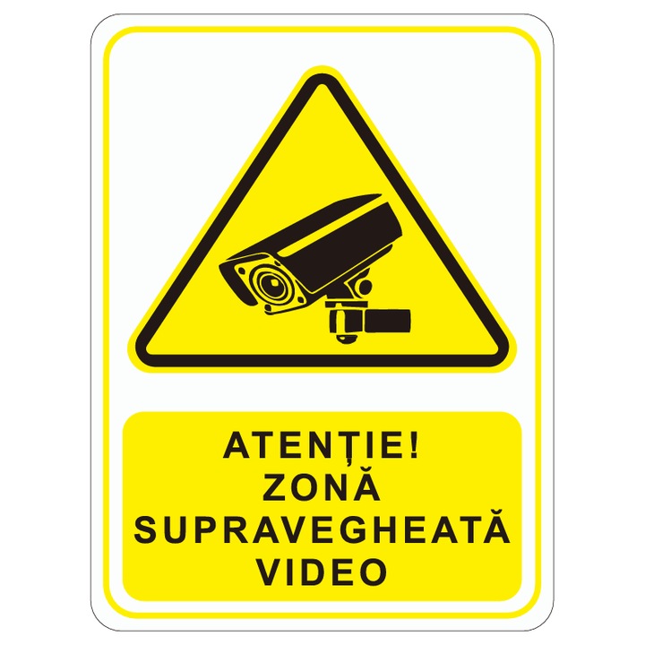 Indicator Avertizare, Haobase, Obiectiv supravegheat video, PVC 1mm, 20x15cm