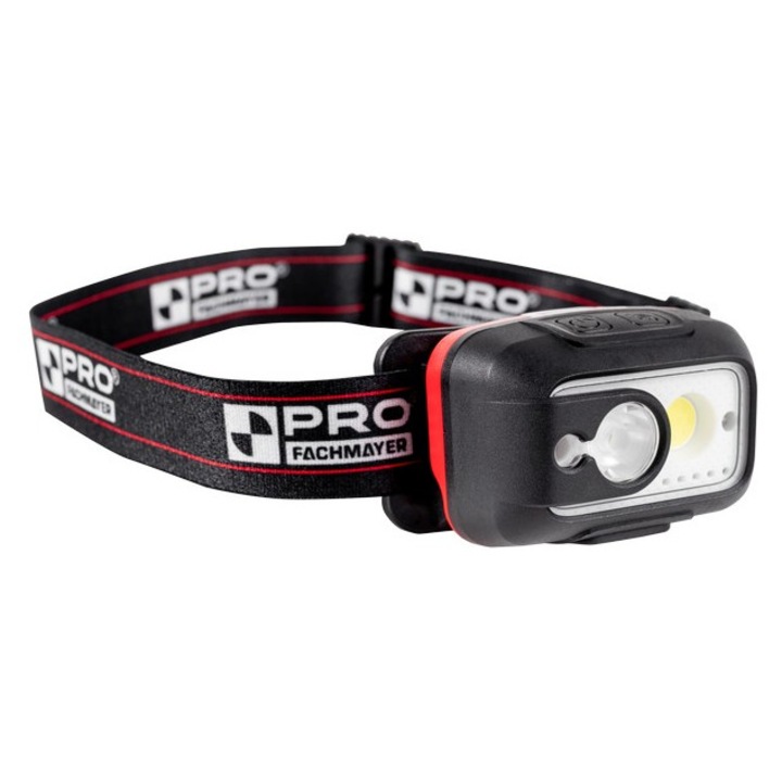 PRO LED Fejlámpa, 450 Lm, Li-ion akkumulátor, 3 üzemmód, 30 cm, 98,5 g
