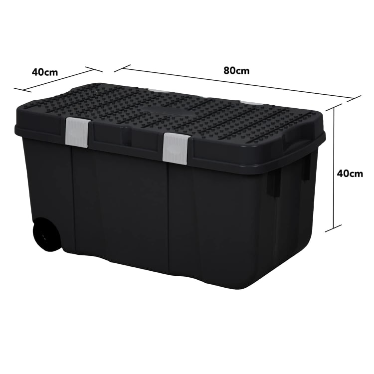 Lada WHAM, cu capac, 100L, negru, cu roti - eMAG.ro