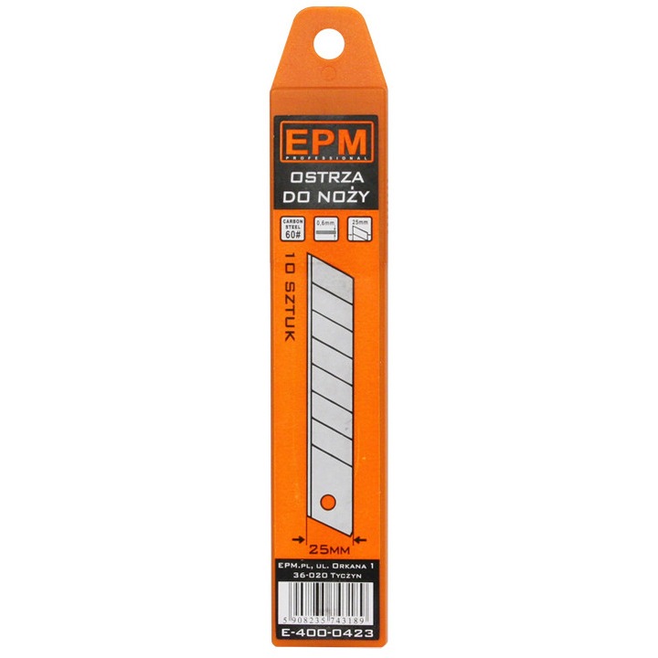 Set 10 lame de taiere, EPM, lama 25mm, carbon steel, 0,6mm